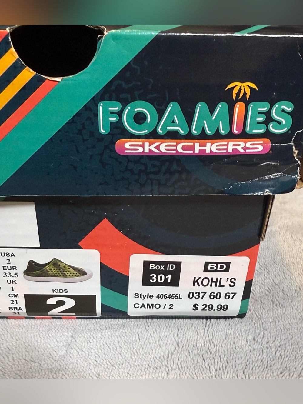 Skechers Kids Foamies Camo Slip-On Sandals - Olive Green & Black